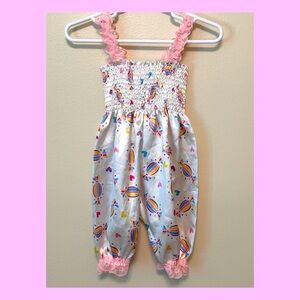 Colorful Girls Romper with Pink Accents